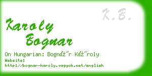 karoly bognar business card